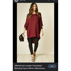 Burgundy Oversized Batwing Long Sleeved Round neck size large
